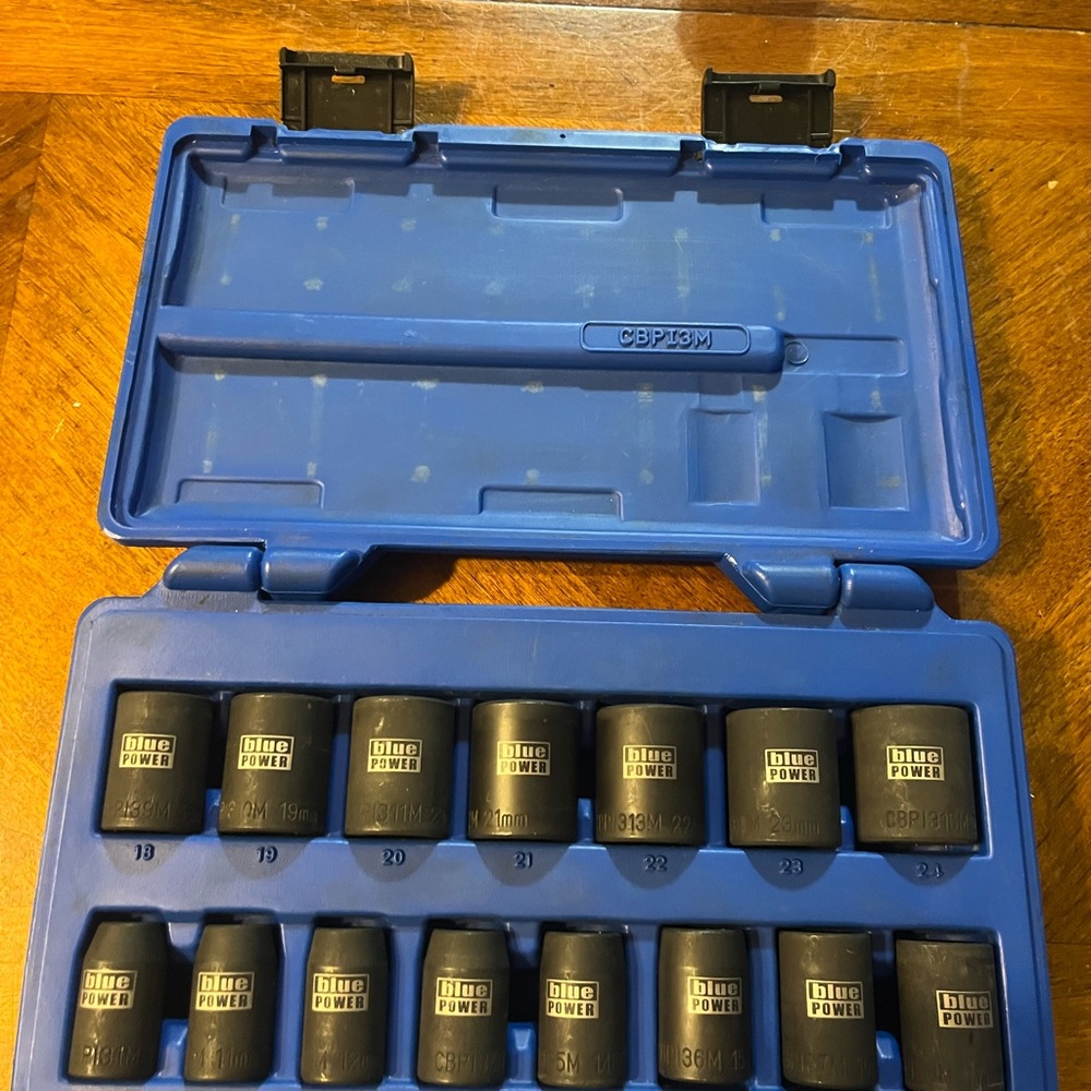 Blue Power Impact Socket Set - Blue/Black